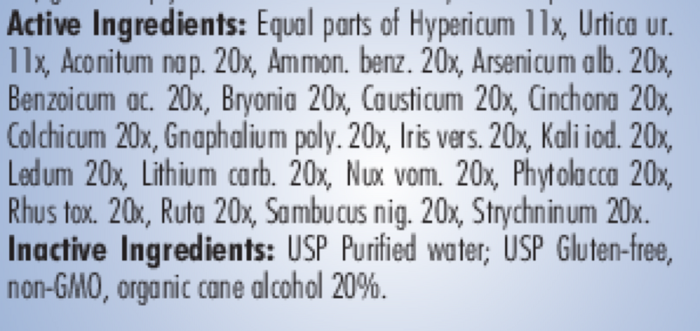 PRO Sciatica-Back Care Supplement Facts Label