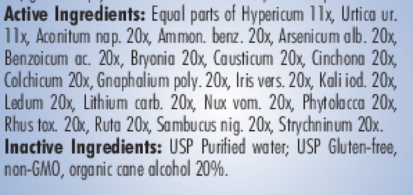 PRO Sciatica-Back Care Supplement Facts Label