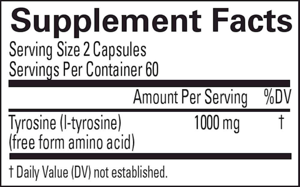 Tyrosine Supplement Facts Label