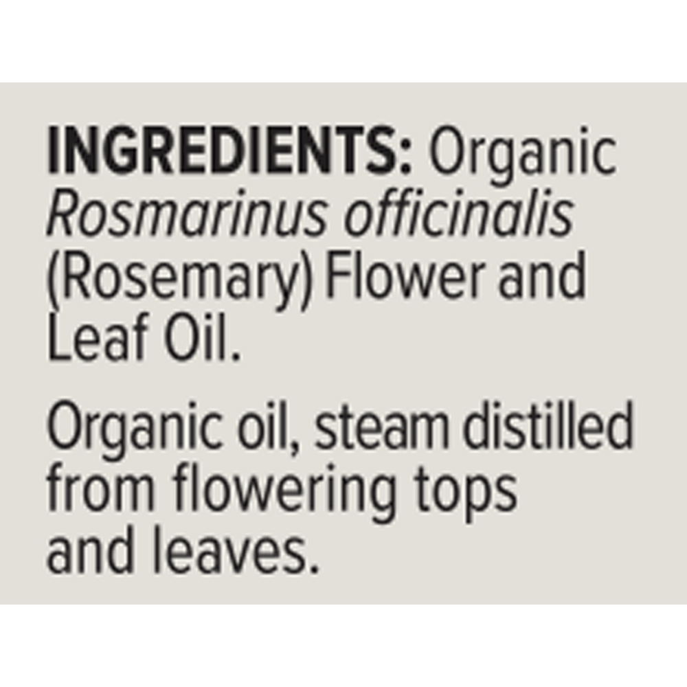 Organic Rosemary Essential Oil Supplement Facts Label