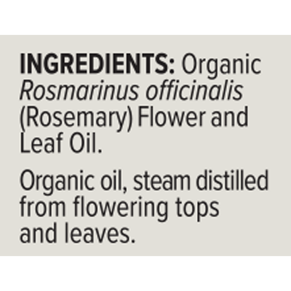 Organic Rosemary Essential Oil Supplement Facts Label