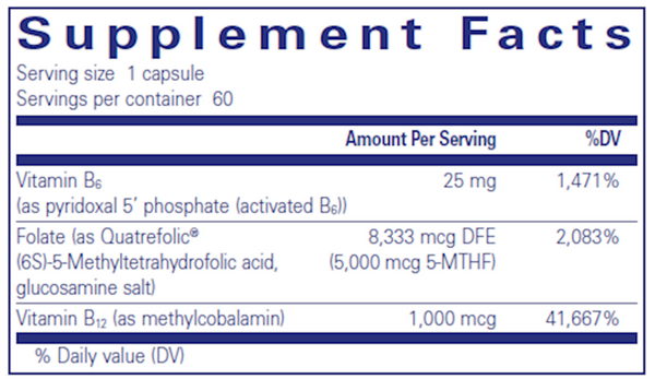 Folate 5,000 Plus Supplement Facts Label