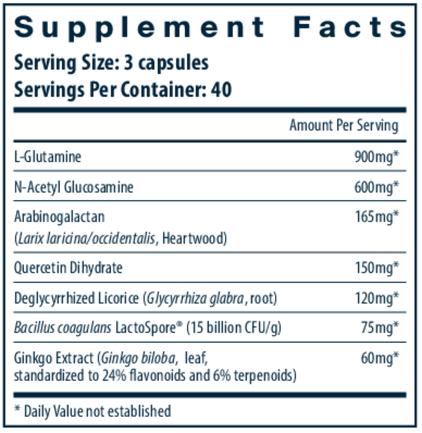 GI Repair Nutrients Supplement Facts Label