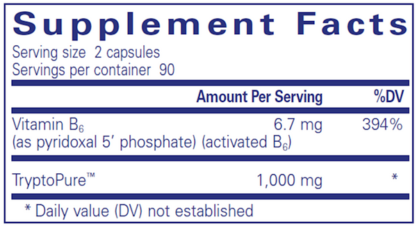 L-Tryptophan 180 Count Supplement Facts Label