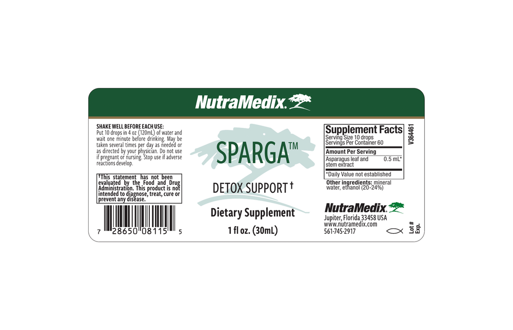 Sparga Supplement Facts Label