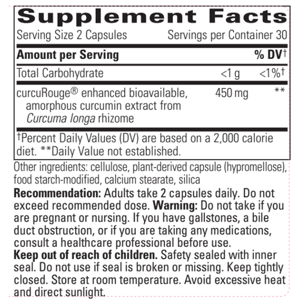 Curalieve Supplement Facts Label