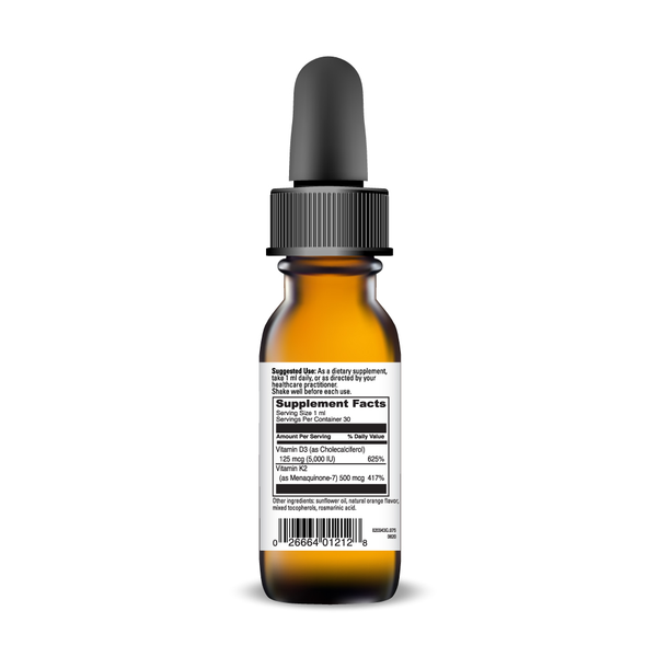 D3/K2 Liquid Supplement Facts Label