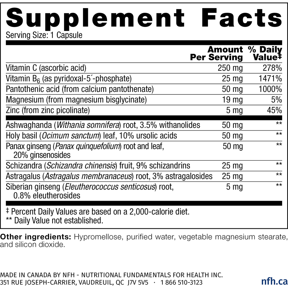 Adrenal SAP (Licorice-Free) Supplement Facts Label