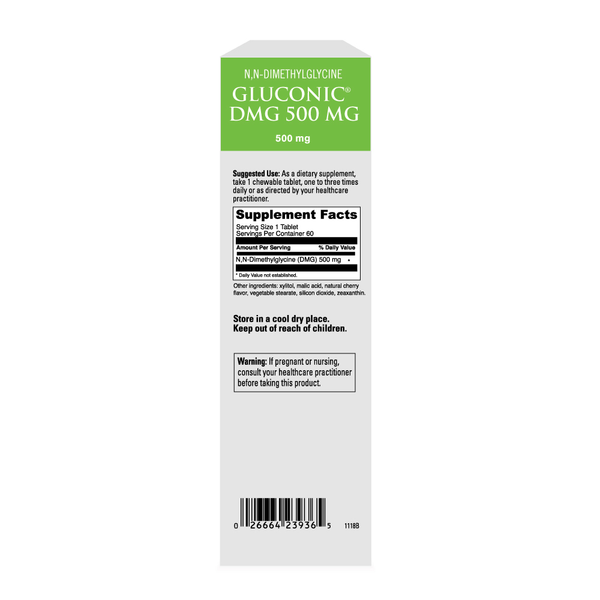 Gluconic Dmg 500 Mg Supplement Facts Label