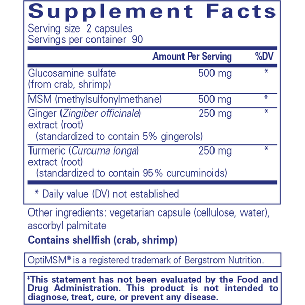 Glucosamine MSM with Joint Comfort Herbs 360 Count Supplement Facts Label