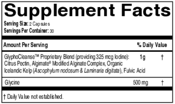 GlyphoDetox Supplement Facts Label