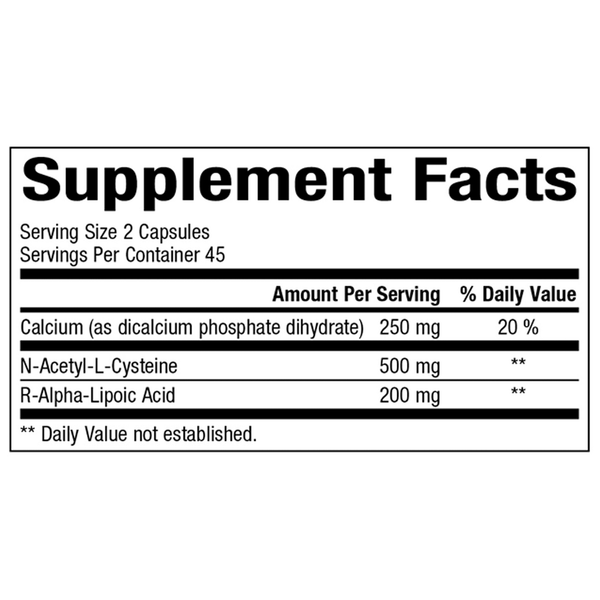 NAC & ALA Supplement Facts Label