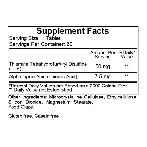 Lipothiamine Supplement Facts Label