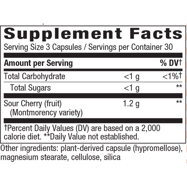 Tart Cherry Ultra 90 veg capsules Supplement Facts Label