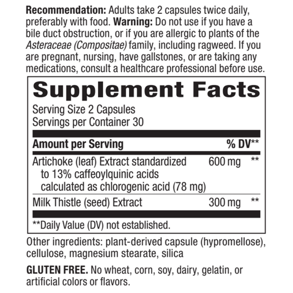 Artichoke 300 mg Supplement Facts Label