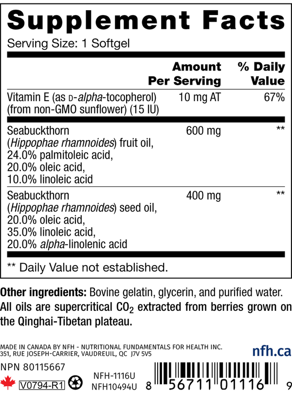 DISCONTINUED - Seabuckthorn SAP Supplement Facts Label