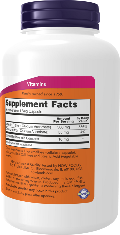 C-500 Calcium Ascorbate-C Supplement Facts Label