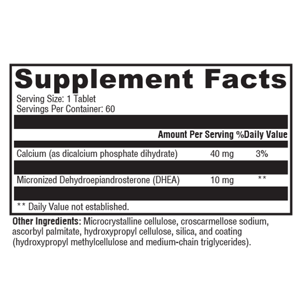DHEA Micronized 10mg Supplement Facts Label