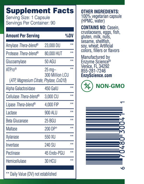 Digest Gold Supplement Facts Label