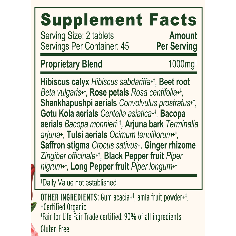 Mood Support Tablets Supplement Facts Label