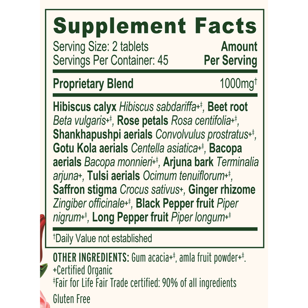 Mood Support Tablets Supplement Facts Label