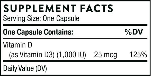 D-1,000 Supplement Facts Label