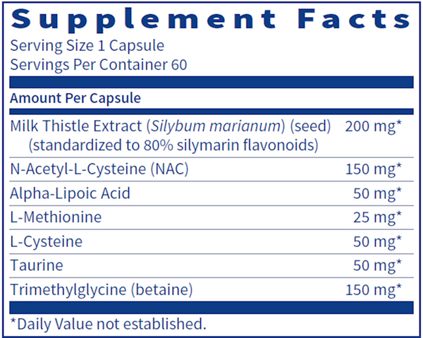 HepatoThera Supplement Facts Label