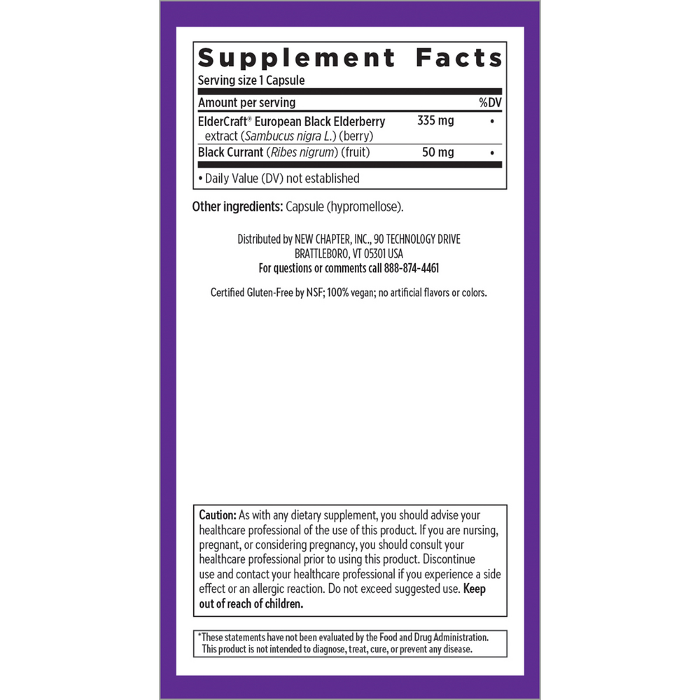 Elderberry Force Supplement Facts Label
