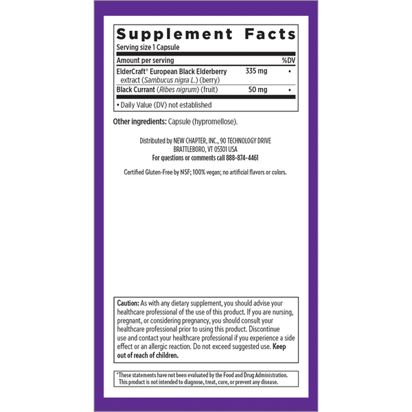 Elderberry Force Supplement Facts Label