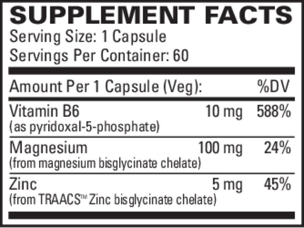 Magnesium + P-5-P Supplement Facts Label