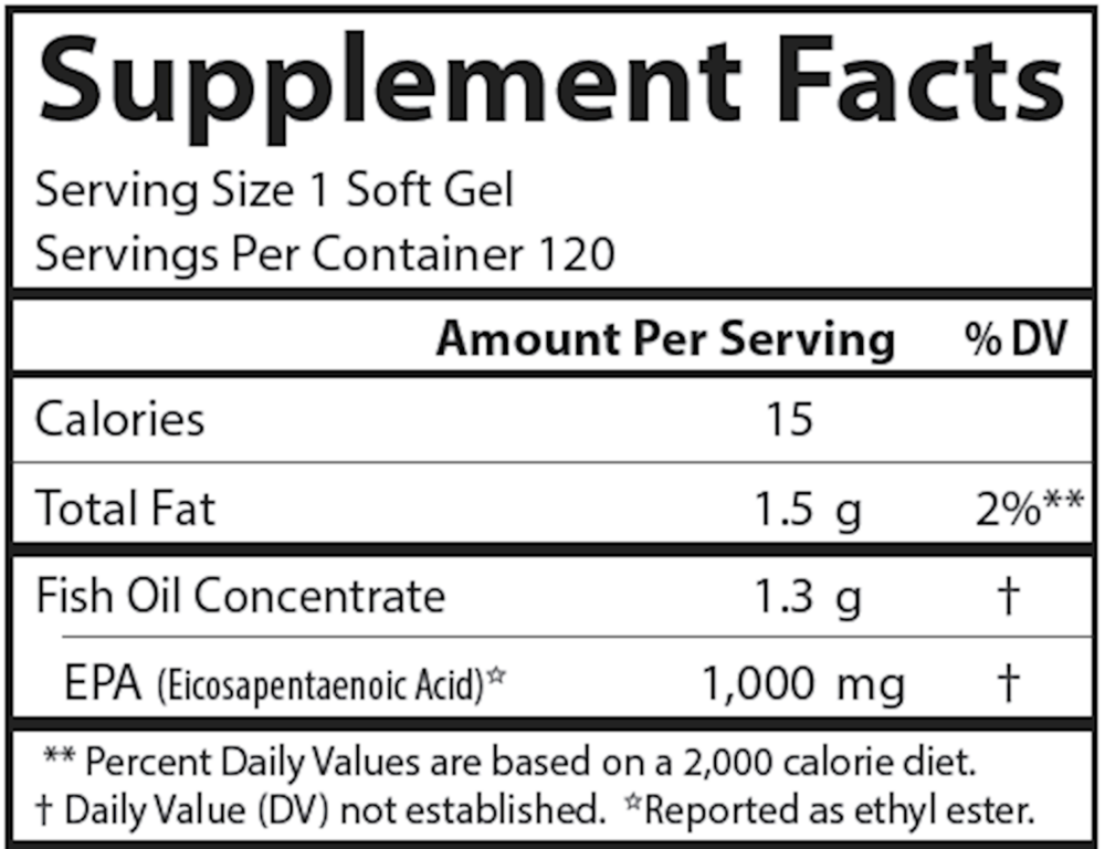 Elite EPA Gems Supplement Facts Label