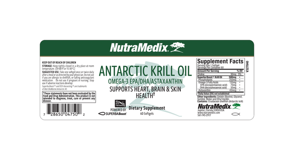 Antarctic Krill Oil Supplement Facts Label