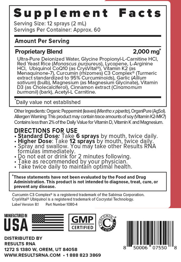 ACC Cardio Extra Strength Supplement Facts Label