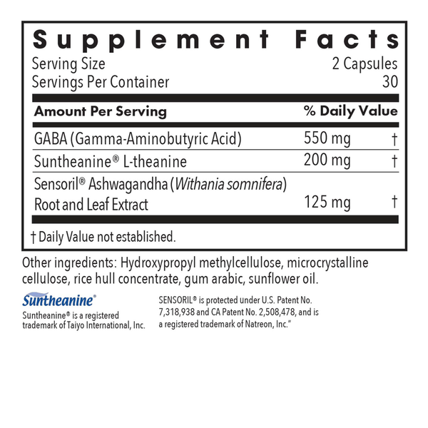 Zen Adapt Supplement Facts Label