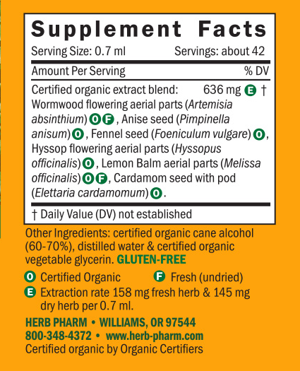 Absinthium - Better Bitters Supplement Facts Label