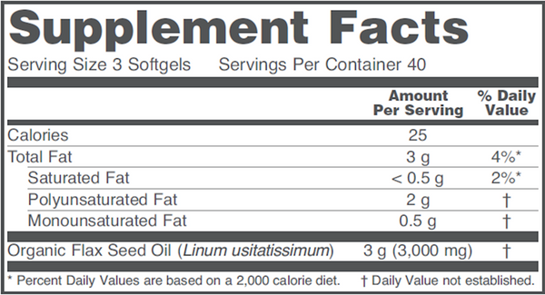 Flax Seed Oil 1000 mg Supplement Facts Label