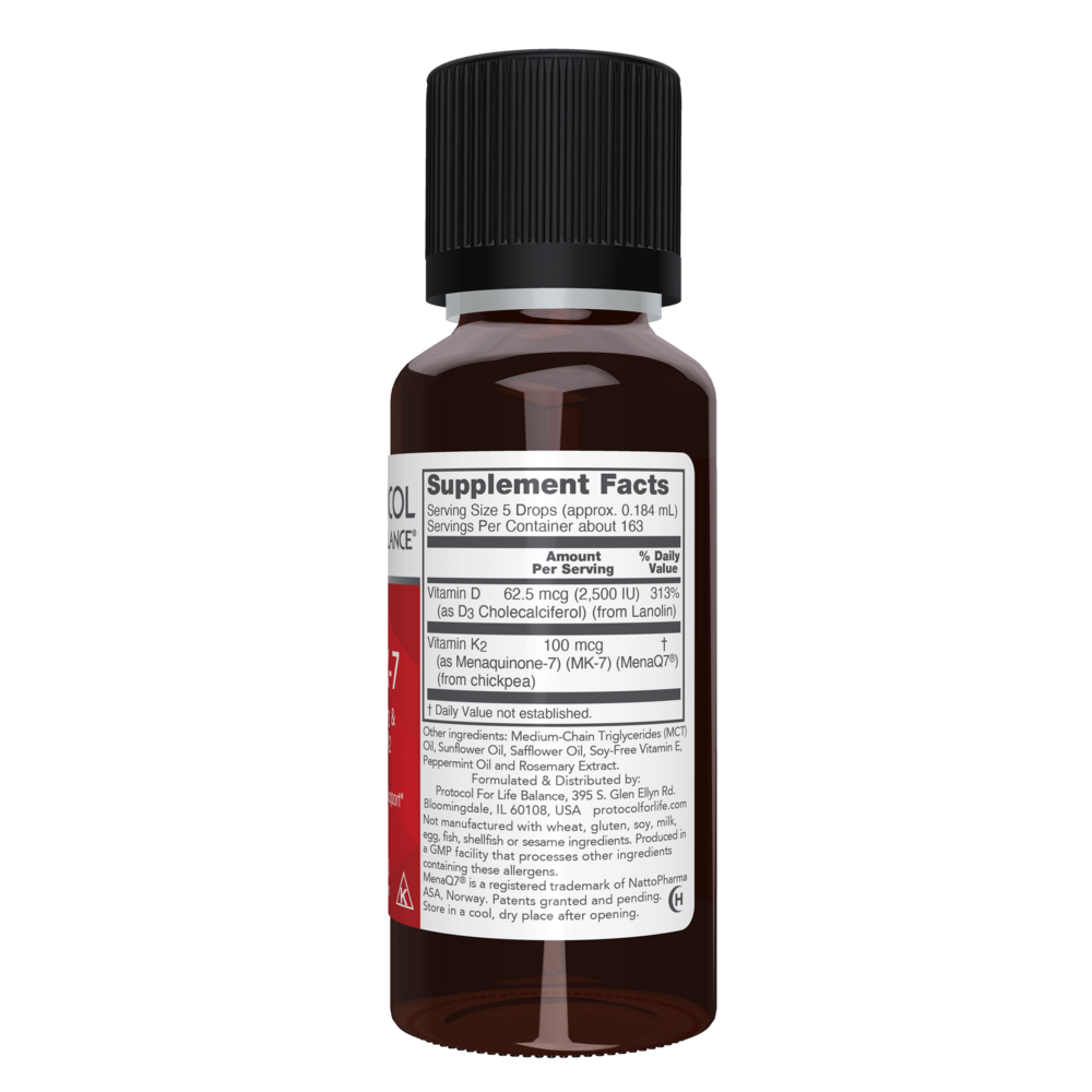 Liquid D3 & MK-7 Supplement Facts Label