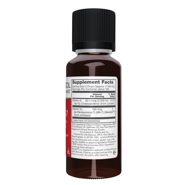 Liquid D3 & MK-7 Supplement Facts Label