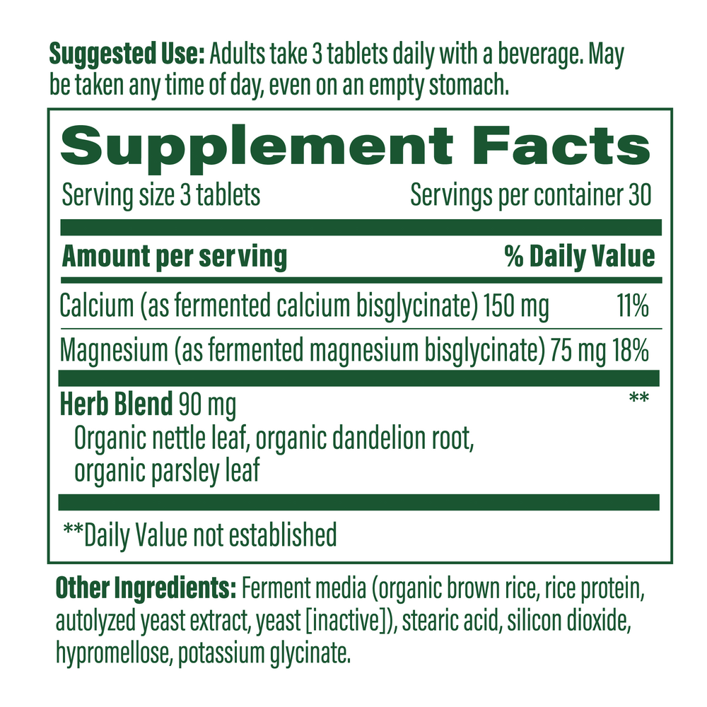 Calcium and Magnesium Supplement Facts Label