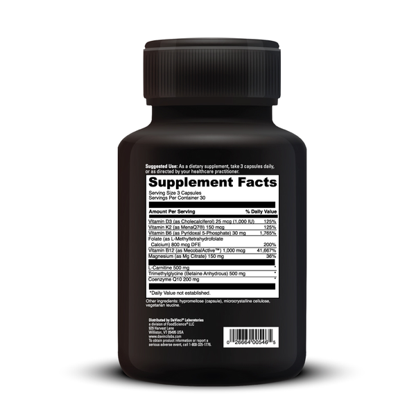 Cardio Benefits Supplement Facts Label