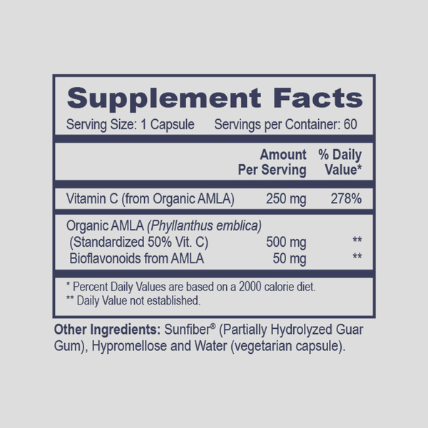 Amla-C Supplement Facts Label
