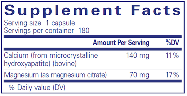 Calcium (MCHA) with Magnesium Supplement Facts Label