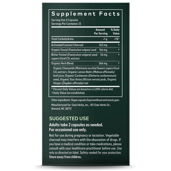 Gas & Bloating™ Supplement Facts Label