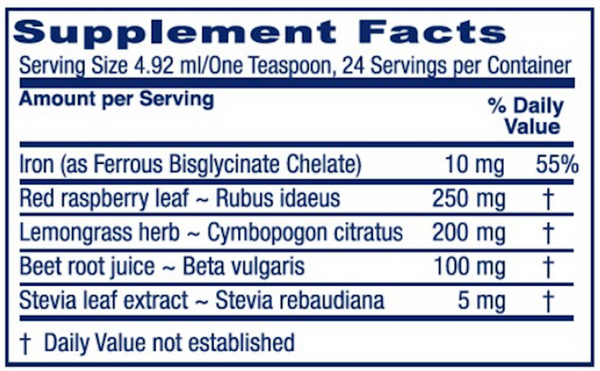 Iron Tonic Supplement Facts Label