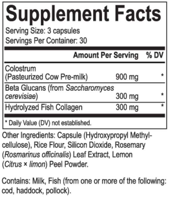 GALT-immune Supplement Facts Label