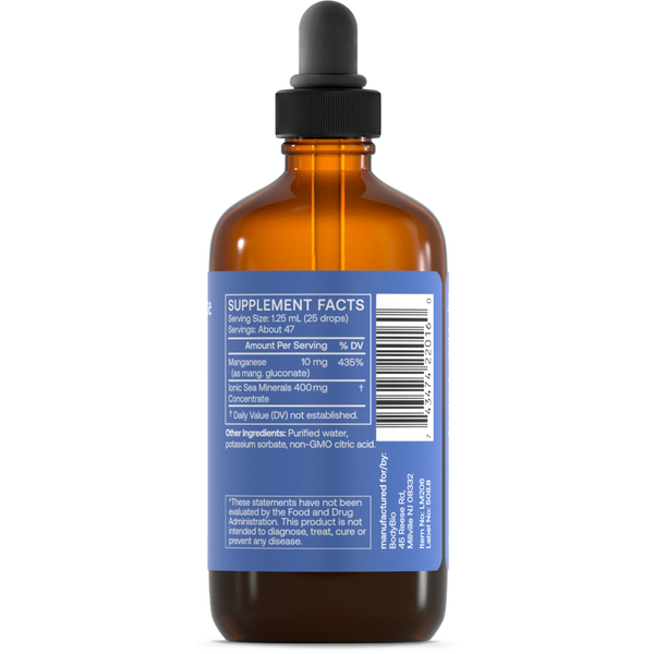 Manganese Liquid Mineral Supplement Facts Label