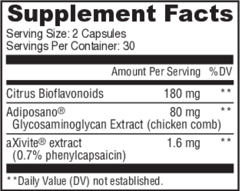 Thermogenic Weight Management Supplement Facts Label