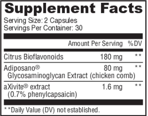 Thermogenic Weight Management Supplement Facts Label