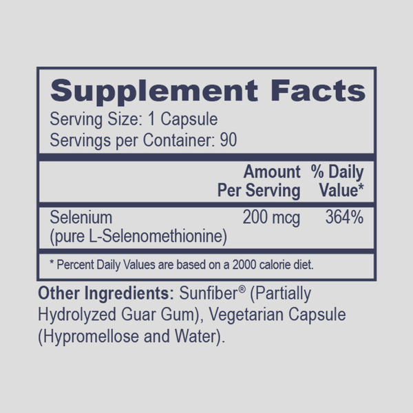 Selenomethionine Supplement Facts Label
