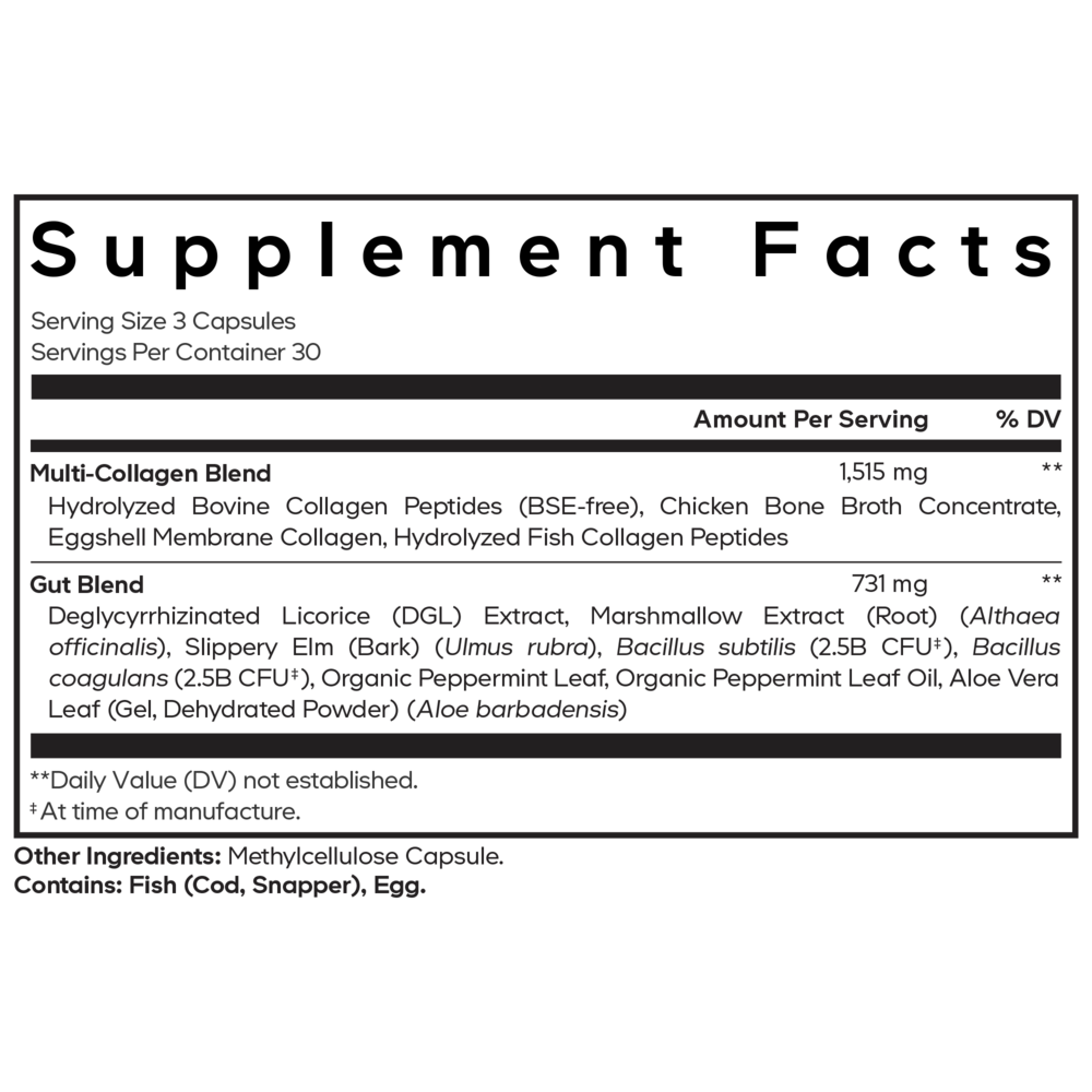 Multi Collagen + Gut Blend Supplement Facts Label